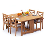 9 Pcs Grade-A Teak Wood Dining Set: 60" Square Rectangle Butterfly Table And 8 Granada Stacking Arm Chairs #11GR1408