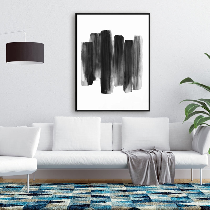 Black Shapes Print On Canvas, H 48 po x l 36 po