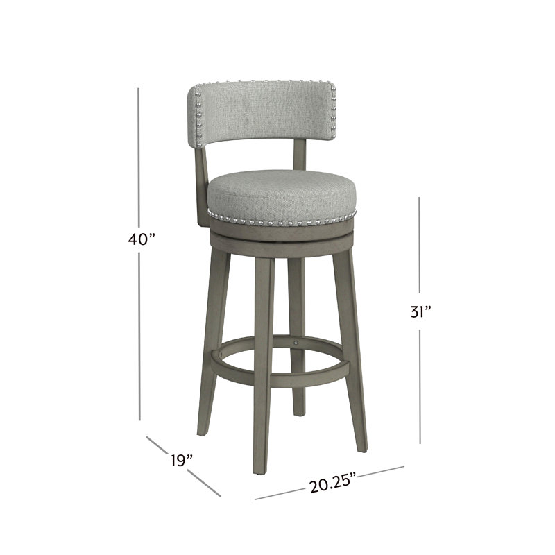 Wendover Upholstered Wood Swivel Stool, Bar Stool (31" Seat Height)
