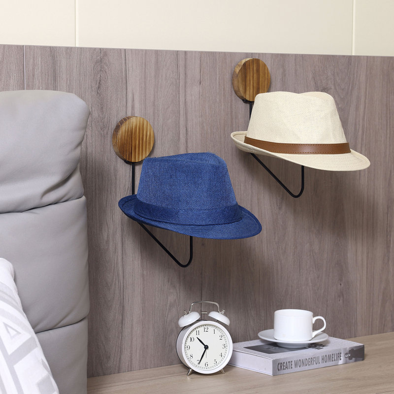 Wall Mounted Hat Rack in Black/Brown