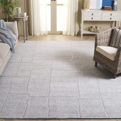 Tapis gris clair / gris clair en laine touffeté à la main Eldee