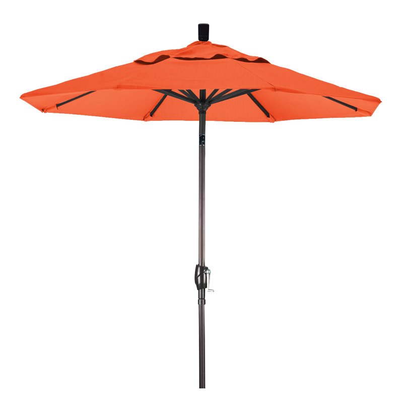 Parasol de marché 7,5', Sunbrella®, Noir, Toile Sunbrella® tangerine