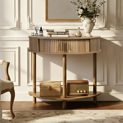 Console cannelée 31,5 "avec armoire de rangement et tablette