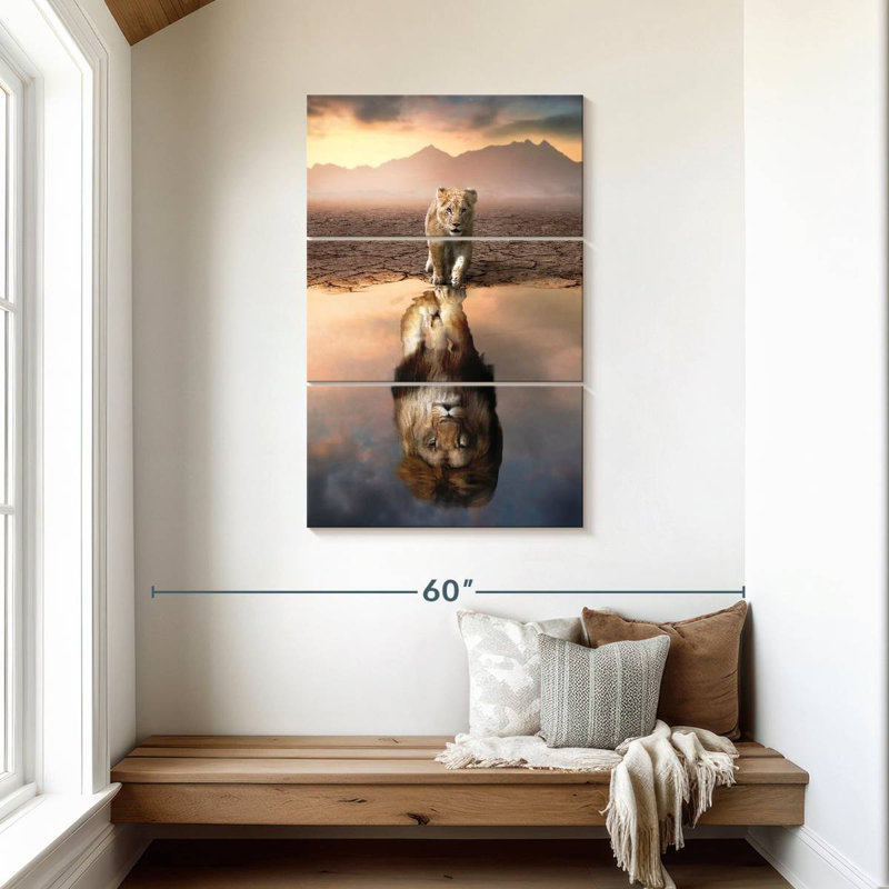 Brampt Lion Reflection, 45" H x 28" W