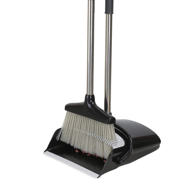 Household Broom And Dustpan Set With Adjustable Handle, 180° Rotating Head  Broom, Vertical Storage Broom And Dustpan With Double Scraper Teeth,  Sweeping Broom And Dustpan For Home, Office, Dorm, Pet Hair, Cleaning
