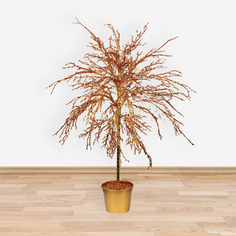 Arbre de Noël artificiel à paillettes cristallisées 3,75 pi - non éclairé, Cuivre