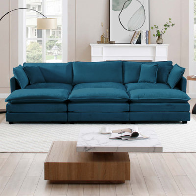 Canapé Chenille Cloud , 3 places avec repose-pieds pour le salon 