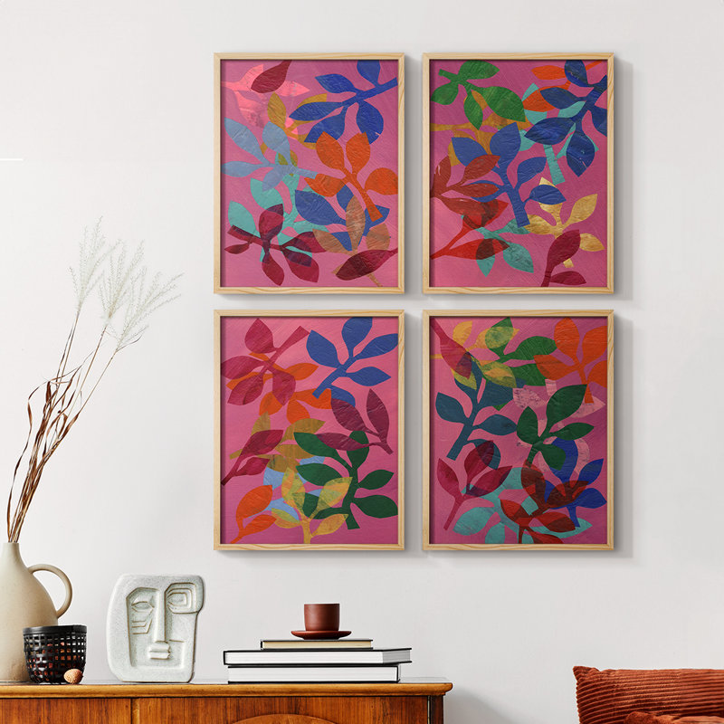 «Vivid Stems I», ensemble de 4 encadrées, Noir, H 20 po x l 16 po
