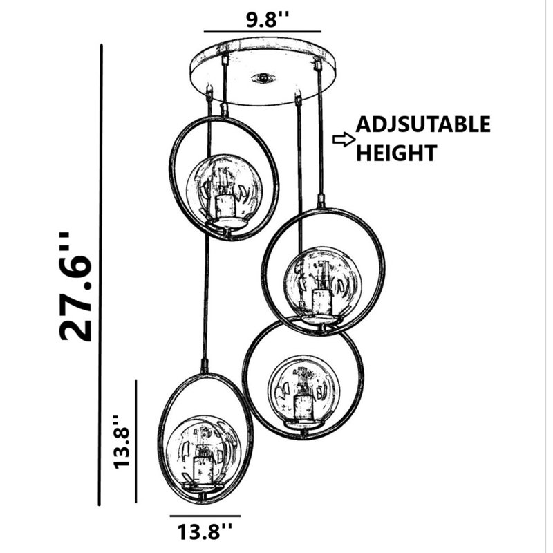 Luminaire suspendu sphère 4 lumières Crescio