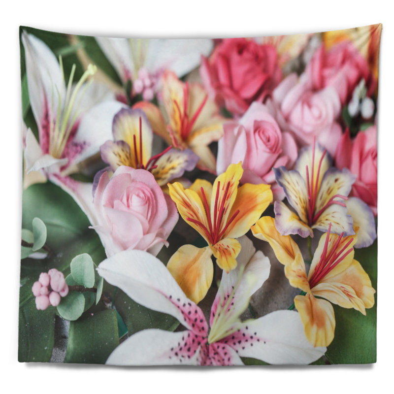 Tapisserie de décoration de fleur à sucre magnifique, H 78 po x l 92 po