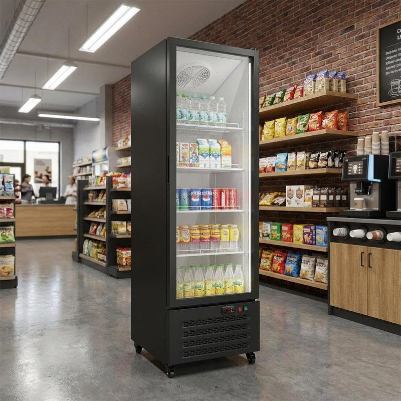 Commercial Beverage Fridge, Glass Door Merchandiser with Double Front Panel Design