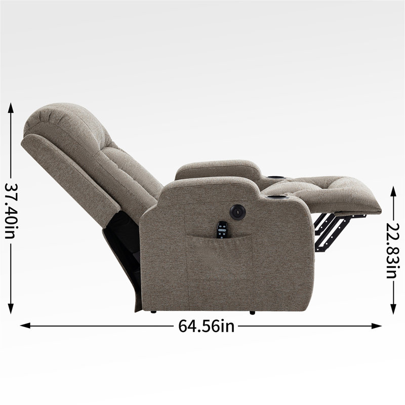 Infinite Position Single Motor Up To 350 LBS Power Lift Recliner Chair For Elderly, Heavy Duty Motion Mechanism With 8-Point Vibration Massage And Lumbar Heating, USB Charging Port, Cup Holders