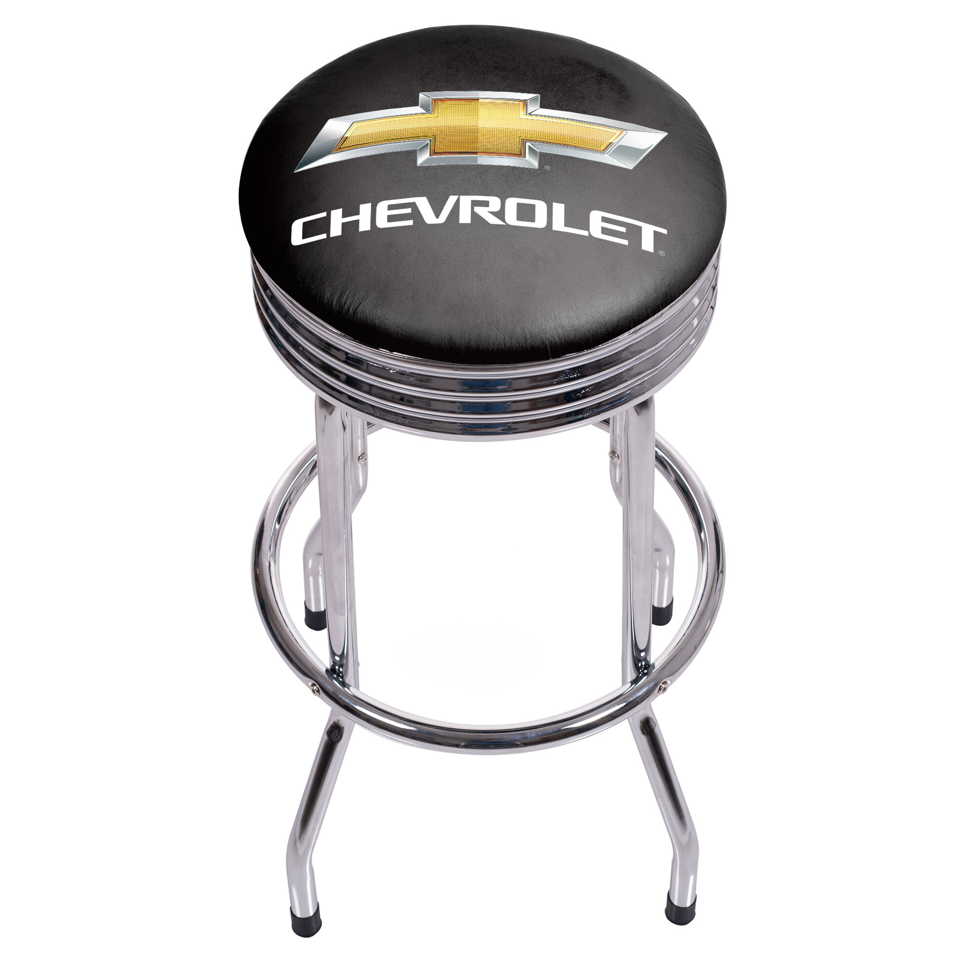 Chevy Chevrolet bow tie Bar Stool chair shop work bench garage Gray grey ss  NEW