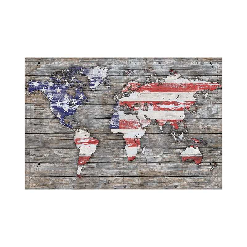 American World 1 Piece Wrapped Canvas Wall Art, 66.04 cm H x 45.72 cm W x 3.175 cm D