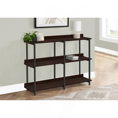 Accent Table, Console, Entryway, Narrow, Sofa, Living Room, Bedroom, Brown Laminate, Black Metal, Contemporary, Modern