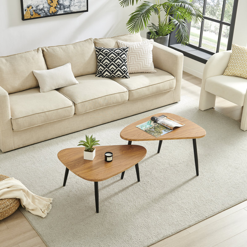 Jisella 3 Legs Nesting Coffee Table Sets, Brown