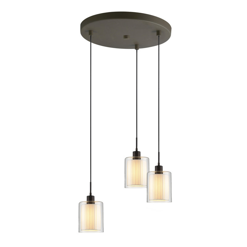 Pittsfield 3 - Light Cluster Pendant, Off White, Bronze