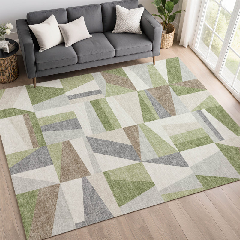 Tapis géométrique intérieur / extérieur lavable à la machine Chantille ACN2327, Rectangle 2 pi 6 po x 3 pi 10 po