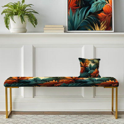 Banc floral rembourré or
