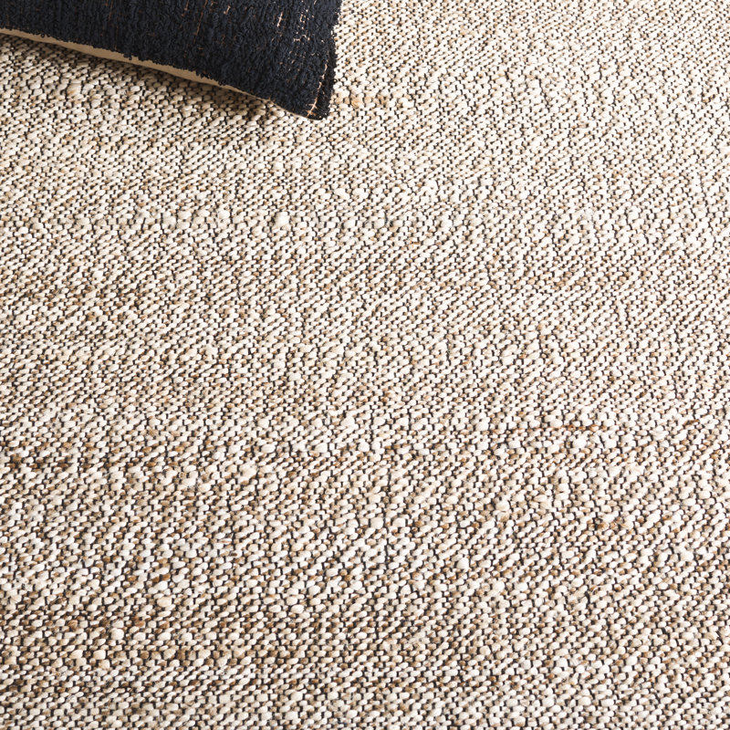 Tapis beige en jute / coton à motif plat Natural Fiber 867, Rectangle 5 pi x 8 pi