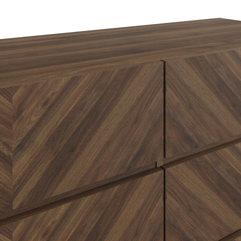 120cm W 6 - Drawer Chest of Drawers, Walnut