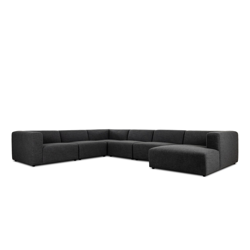 Canapé modulaire Apollo Sloan 6PC, Face à la droite, Mélange de polyester gris anthracite Saxon