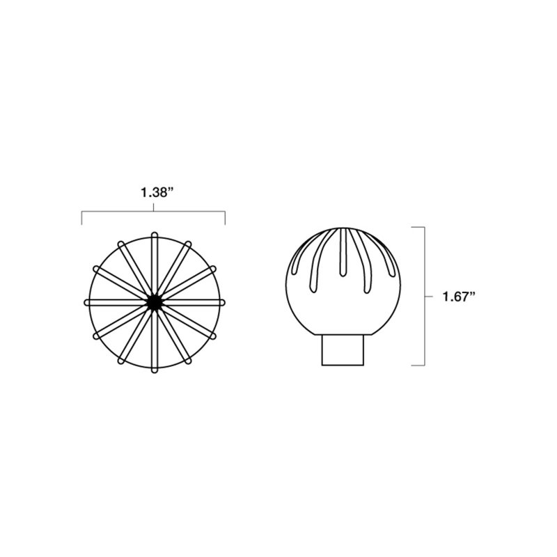 Poignée ronde Sunburst 1 3/8 po de diamètre, Nickel satiné