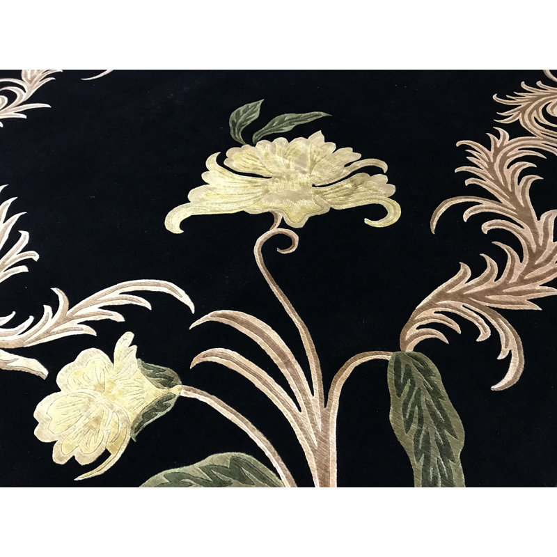 Hand-Knotted High-Quality Black Area Rug