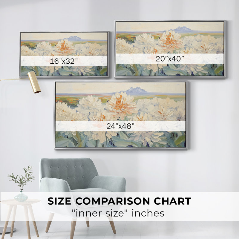 Botanical Series-CXCII - Toile tendue avec châssis encadré - Prêt à être accroché, Argent argent, H 21 po x l 41 po