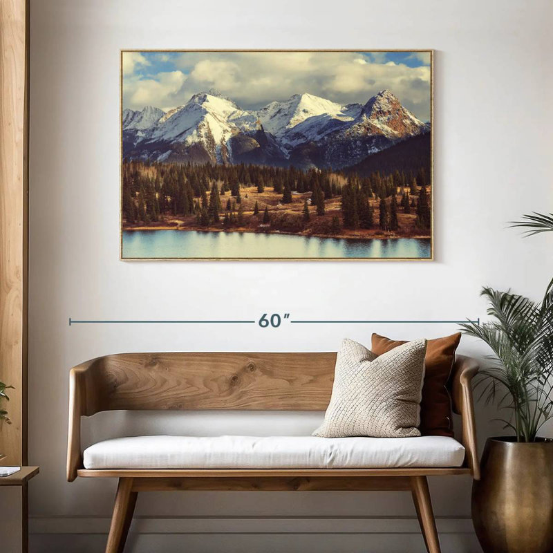 Montagnes Rocheuses du Colorado, Cadre flottant en bois naturel, 46 po x 31 po