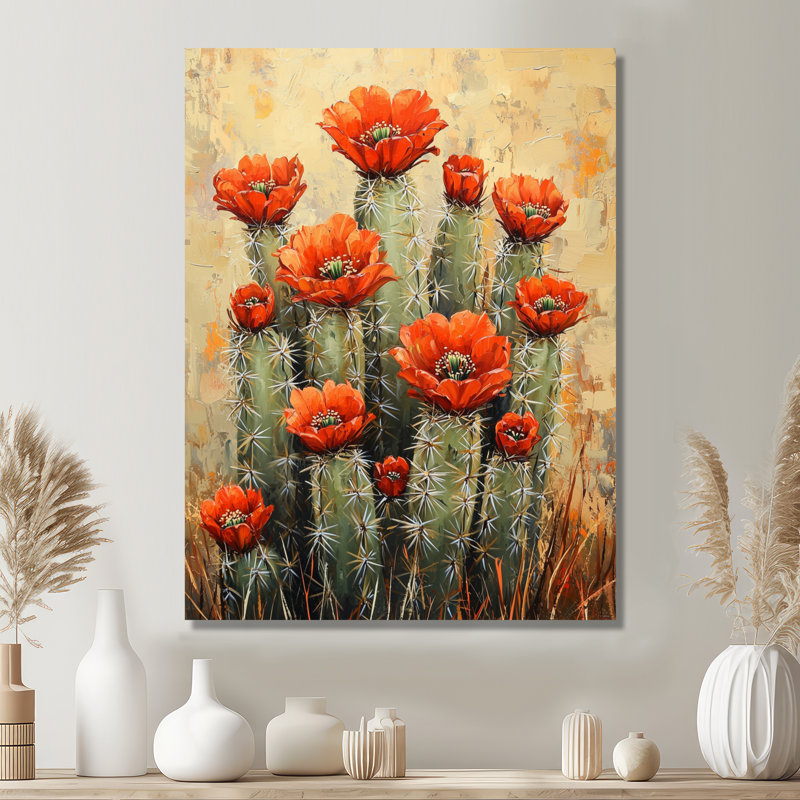 Linzy - reproduction d'art traditionnelle en métal, décoration murale cactus en métal, H 40 po x l 30 po