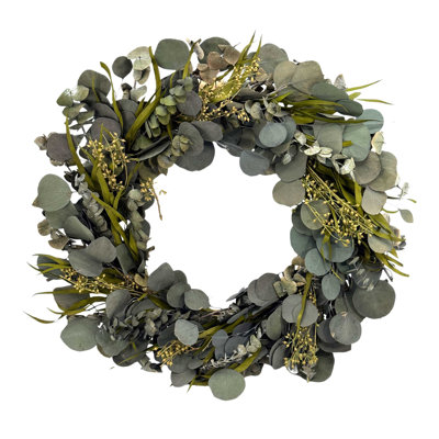 Couronne d'eucalyptus vert naturellement préservée 21 po