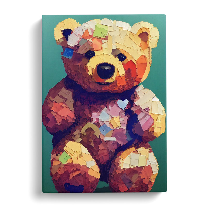 Colourful Teddy Bear Vol.2 - Wrapped Canvas, 50cm H x 35cm W x 3cm D