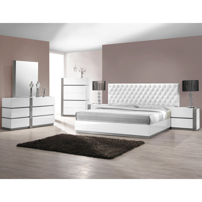 Kajal 25" White Nightstand (Left Facing) , Left Facing