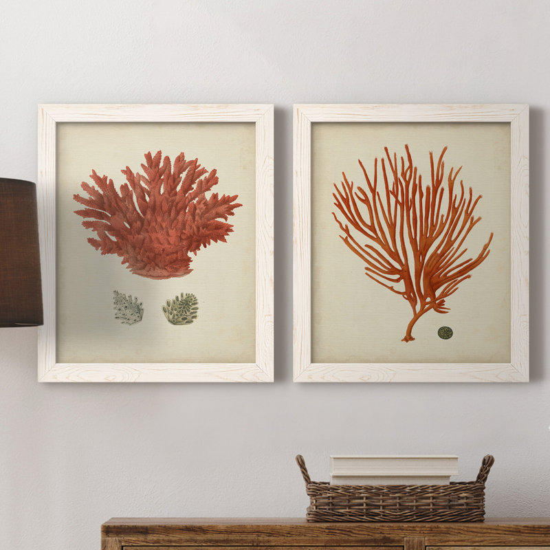 Corail rouge antique II - Toile encadrée de qualité supérieure - prête à être accrochée, H 20 po x l 17 po x P 1 po