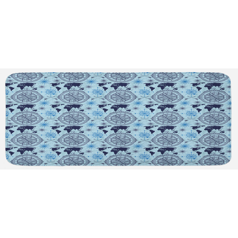 Tapis de cuisine indigo rétro