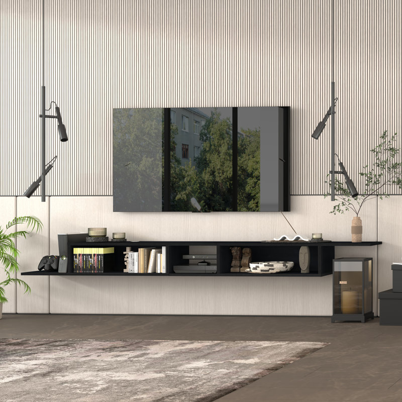 Carnforth 100'' Floating Tv Stand, Black
