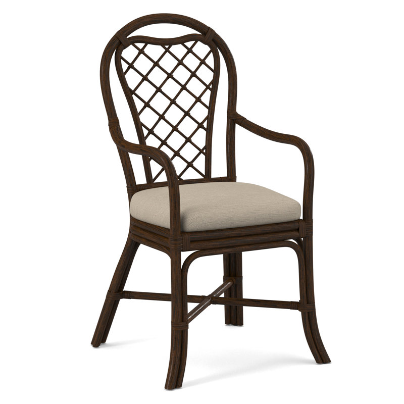 Trellis Dining Arm Chair, Beige Performance Fabric; 0851-73, Coffee