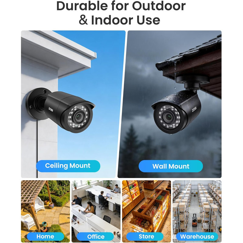 8Ch 2MP Dvr Security Camera System With 6 PCS 1080P Outdoor Cameras, Human Vehicle Detection, 500Gb Hdd