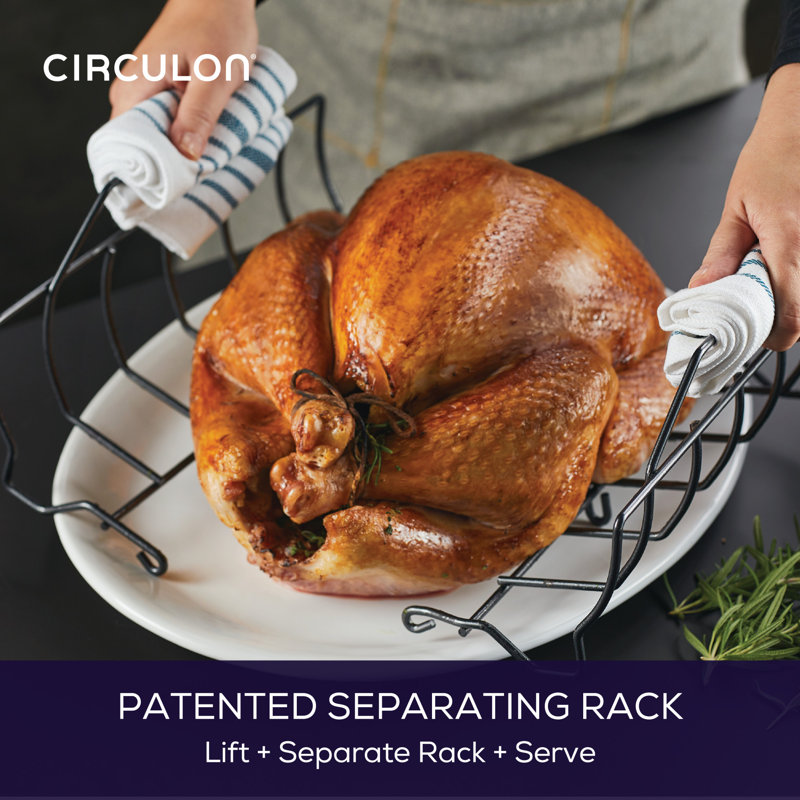 Circulon Ultra-Lasting Nonstick Roaster / Roasting Pan With Easy Serve Rack, 17 Inch X 13 Inch, Black