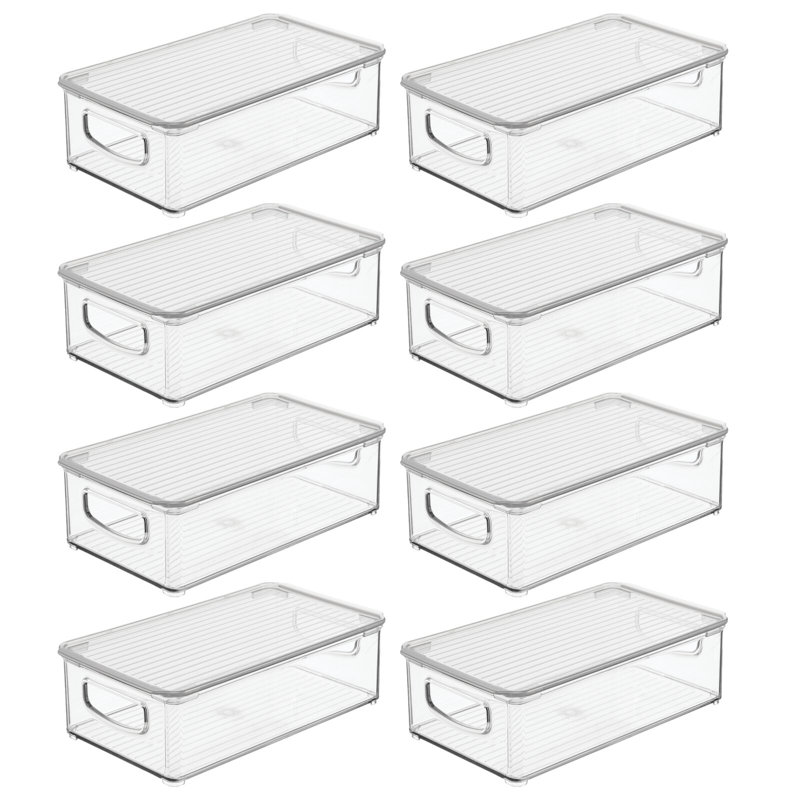 mDesign Plastic Storage Bin Box Container, Lid and Handles, 5" H x 10" W x 12" D, 8