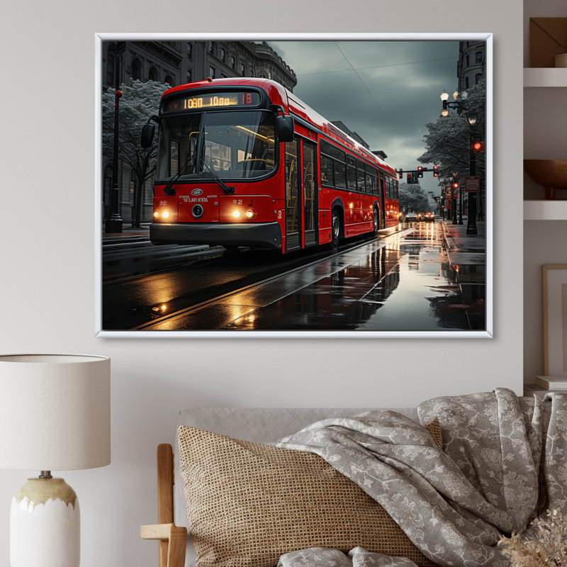 Red City Bus Rhyth II - impression, Cadre flottant blanc, H 30 po x l 40 po x P 1,5 po