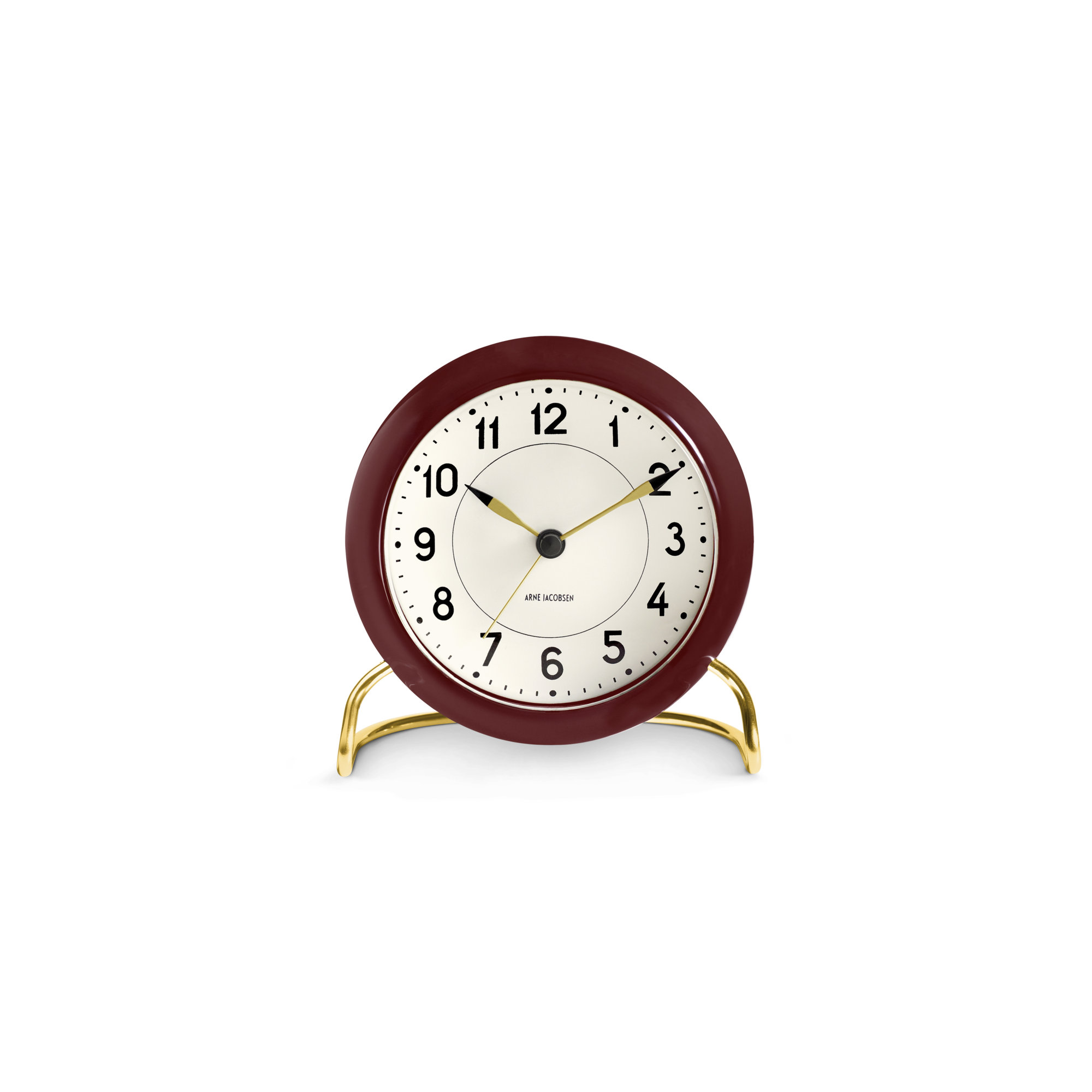 Station Analog Electric Alarm Tabletop Clock, White/Bordeaux/Gold