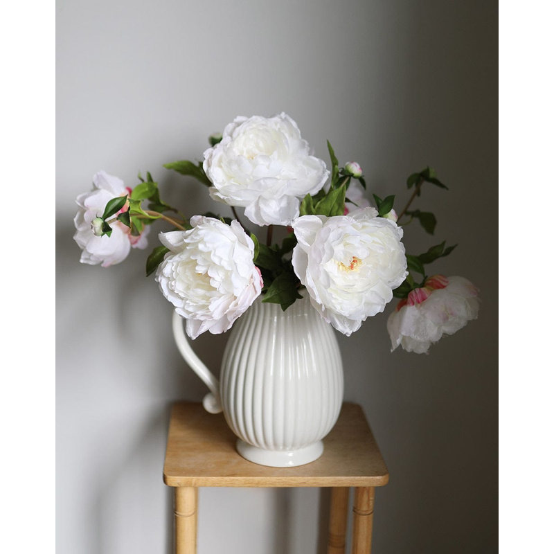 Pink Faux Peony 19.5", White