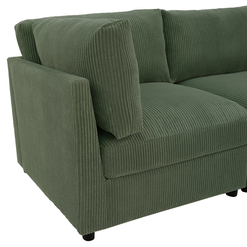 Canapé modulaire réversible en velours côtelé, Does Not Apply, Dark Green Fabric, 98" W