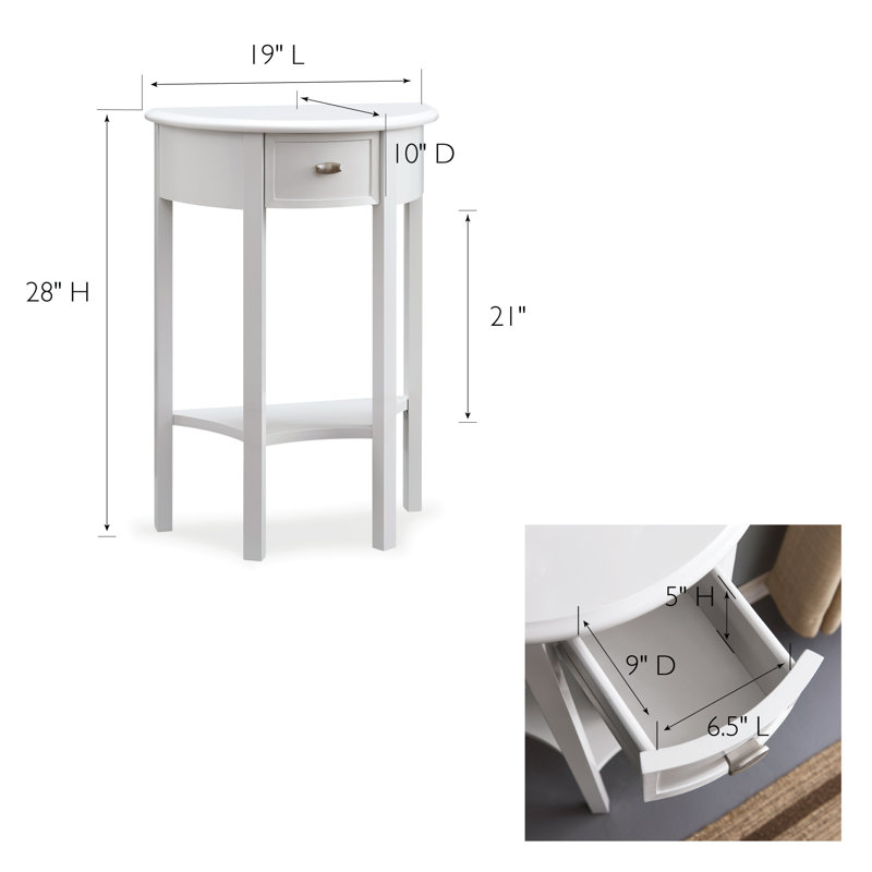 Support de couloir en bois massif Demilune, Blanc, Blanc