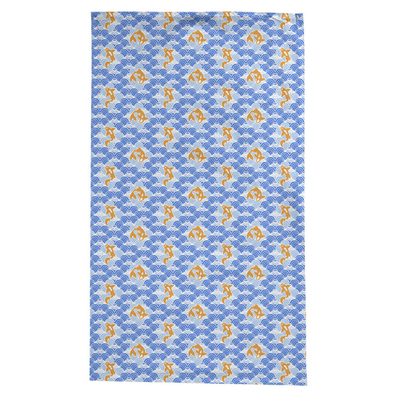Leffel Koi Fish Waves Pattern Tablecloth, Blue
