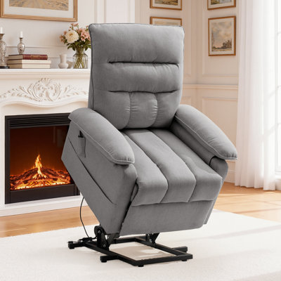 Fauteuil inclinable électrique Power Lift ， Fauteuil inclinable électrique pour personnes âgées ， Fauteuil inclinable rembourré en lin avec poches latérales