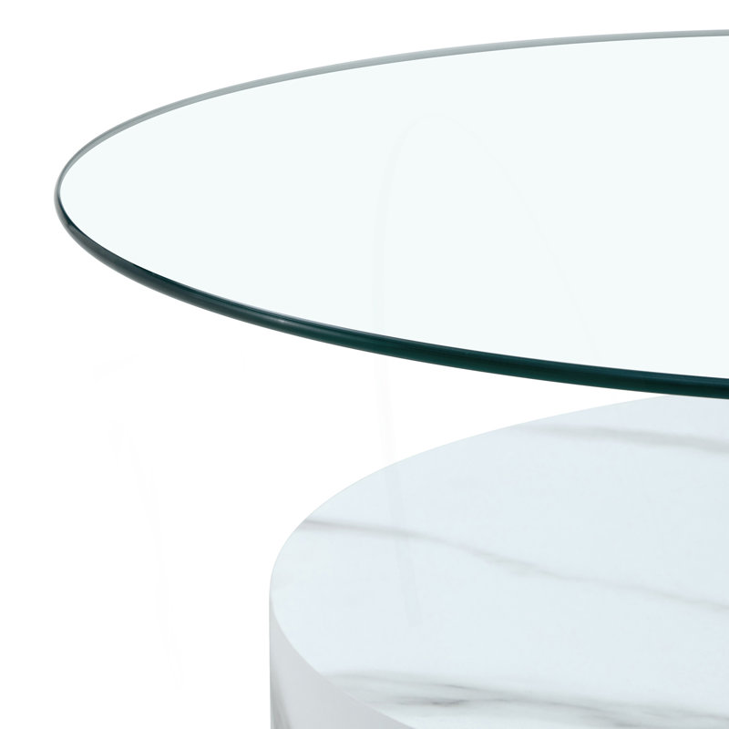 Table basse contemporaine à double couche, Blanc