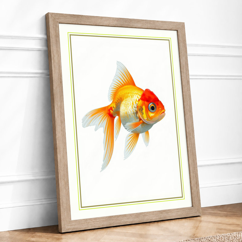 Gilded Goldfish Botanical - Framed Print, A4 - 29.7 x 21.0 cm, Oak